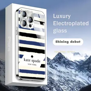 Kate Spade Fashion LOGO Phone Case For Iphone 17 16 15 14 13 12 Pro Plus Max New Electroplated glass Case