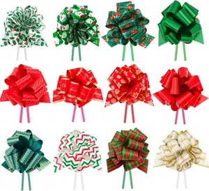 24 Pc Multicolor 5″ Large Pull Bows for Christmas Gift Wrapping – Ideal for Tree, Baskets & Presents