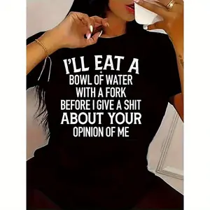 Plus - Size Women'S Round - Neck T - shirt: Bold "Couldn't Care Less" Statement, Comfortable for Daily Life