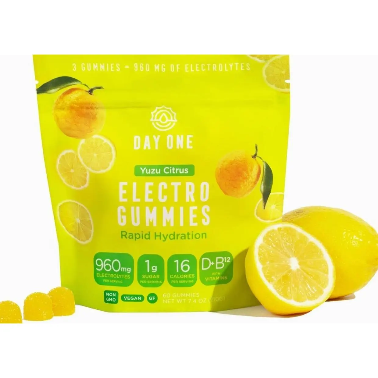 Day One ElectroGummies – Electrolyte Hydration Gummies – Ideal to Boost Hydration & Energy – Running, Workout – Sour Watermelon Flavored – 60 Gummies