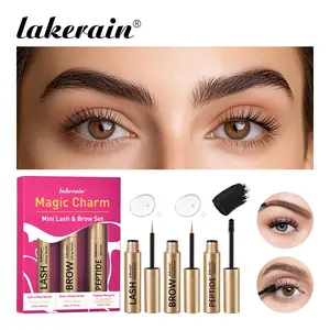 Enhanced Eyelash & Brow Kit, Mini Liquid Enhancer Set with Nourishing Lash Lifting Serum + Lengthening Brow Lifting Serum+ Long-Lasting Peptide Mascara, Natural Extension, Eye Makeup