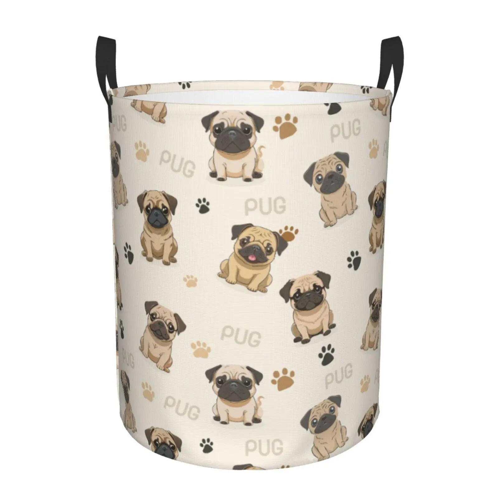 Pug Laundry Basket - Foldable Hamper with Lid, Easy to Store Away | High Capacity Collapsible Clothes Bin for Bulk Laundry, Space-Saving Organizer for Bedroom, Bathroom & Pet Lover Gifts，Laundry Baskets,Massive Capacity Collapsible Clothes Organizer