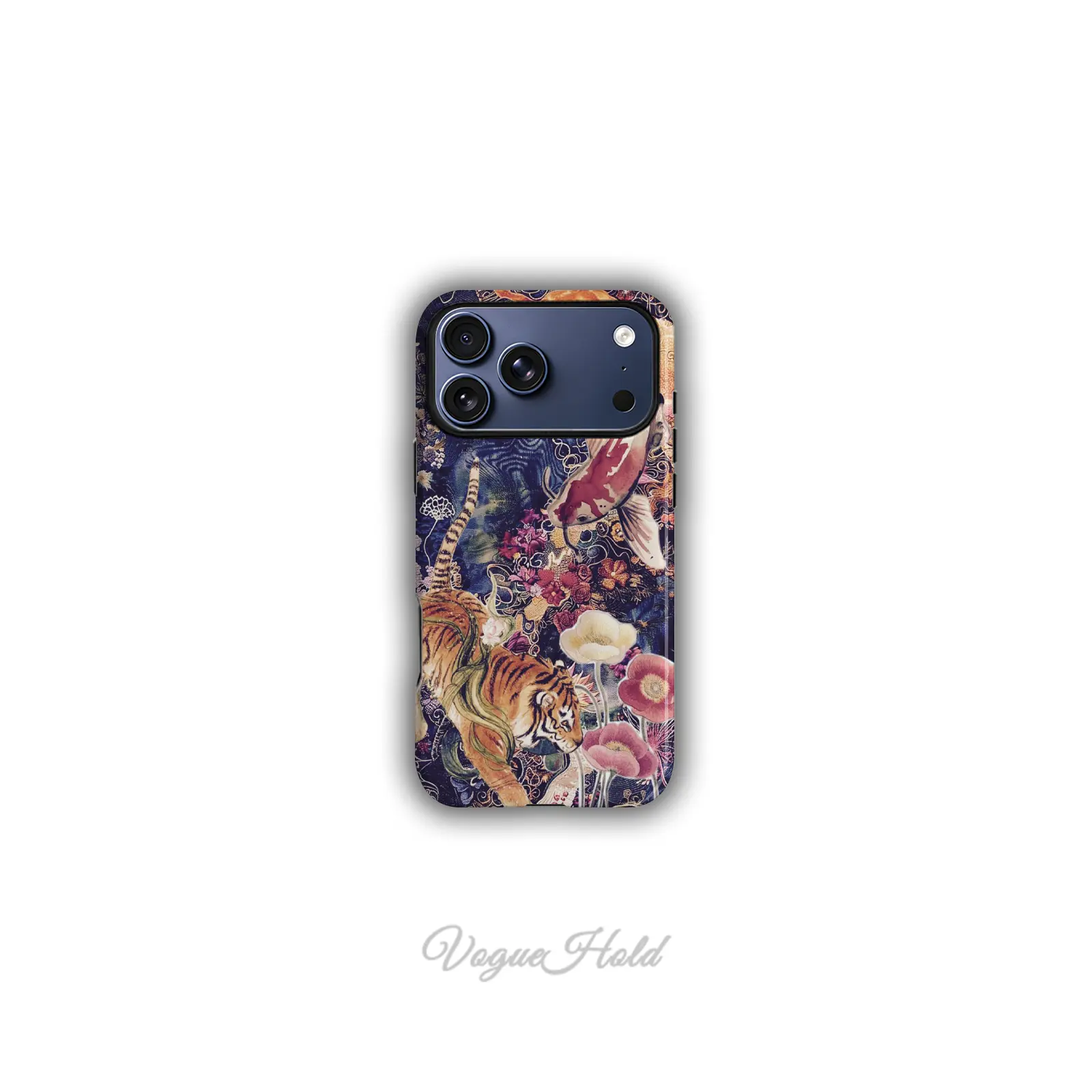 1PC Vintage Tiger Koi Phone Case For iPhone 11 12 13 14 15 16 17 Pro Max Plus Pro & iPhone Air , Japanese Art Print Cover For iPhone Samsung