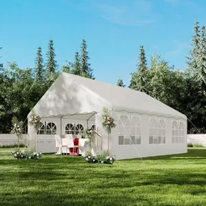 20′ × 20′ Heavy Duty Party Tent – Outdoor Wedding & Event Canopy with Removable Sidewalls & Waterproof Roof, White Commercial Shelter for Backyard, Reception, Festival