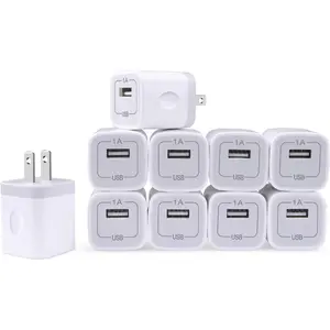 Block for ,Charger Box,USB Cube,  10-Pack Single Port Wall Charger 1A/5V USB Outlet Plug Adapter Power Bricks for  16e 16 15 14 13 12 11 Pro SE XR XS X 8 7 6, iPad,