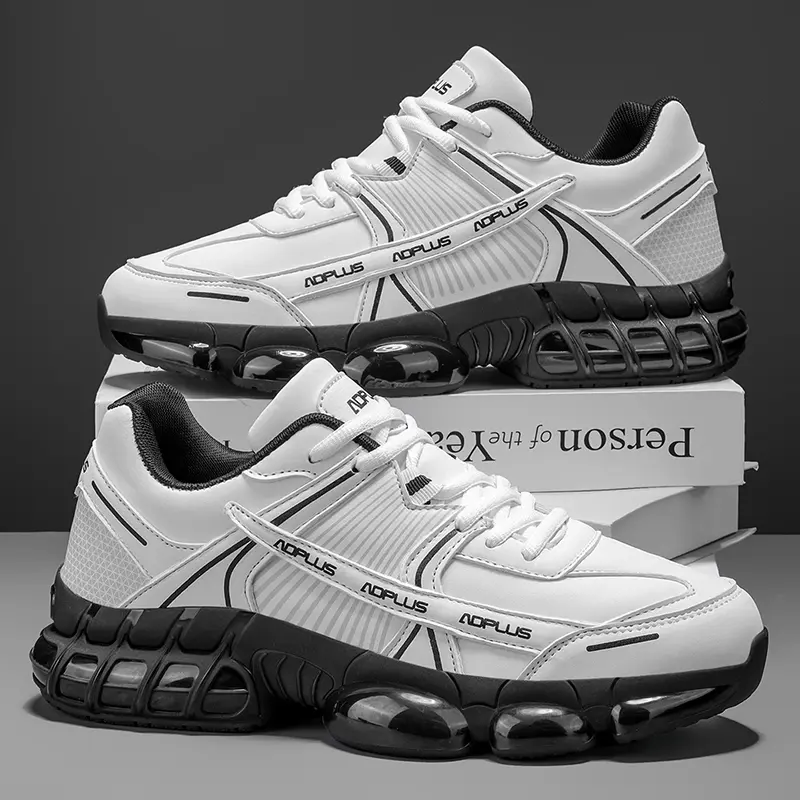 Athletic Steel Toe Work Shoes, Round Toe PU Leather Lace-up Safety Sneakers with Braid Detail, Waterproof, Lightweight and Non-Slip for Industrial Work