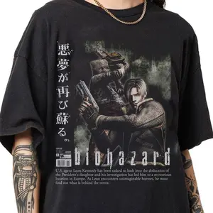 Vintage 90s Bootleg Style Biohazard Resident Evil T-Shirt, Leon Kennedy T-shirt, Retro Resident Evil Gifts For Man And Women Unisex T-Shirt