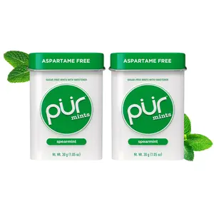 PUR Natural Spearmint Xylitol Mints 30 Pieces (Pack of 2) Sweet Candy