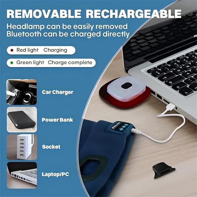 Bluetooth Beanie Hat with LED Light Wireless Musical Knitted Cap with Headphone Stereo Speakers & Mic for Running Hiking Jogging Christmas Gifts for Men Women Black