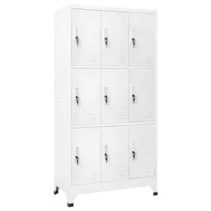 vidaXL Locker Cabinet, Home Office Storage Cabinet with Lockers and 9 Compartments, File Cabinet for Home School, Industrial Style, Steel Gray 20157