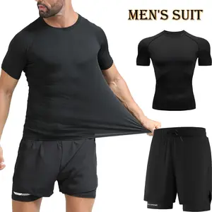 Men's Summer 2 Piece Tracksuit Set Lightweight Short Sleeve T‑Shirt & Running Shorts Casual Athletic Outfit for Workout Jogging Daily Wear