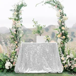 Glitz Happy PartyDelight Sequin Tablecloth Sparkly Gold 50"X80" Rectangle /50"Small Round for Wedding Party Christmas Decorations