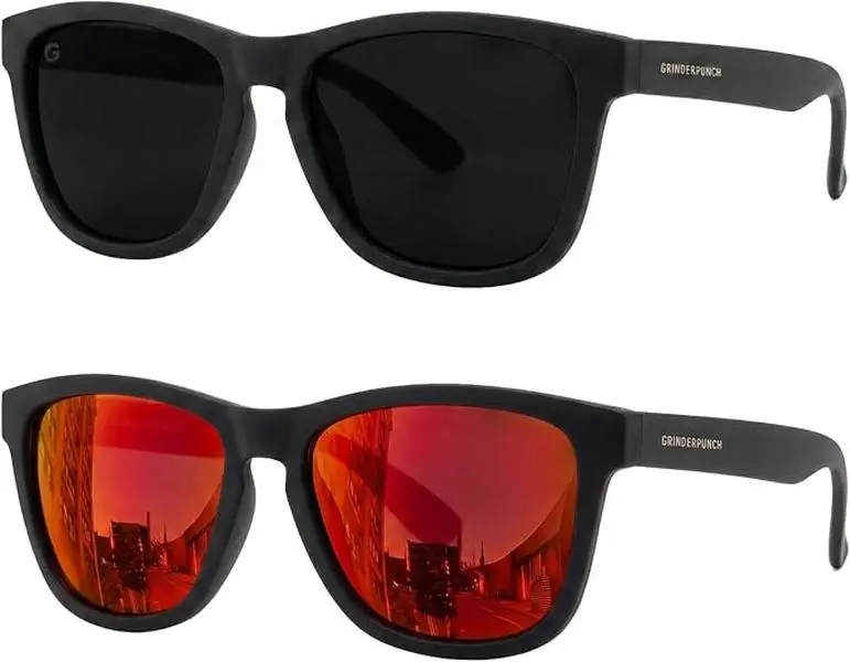 GRINDERPUNCH TLF 2-Pack Polarized Sunglasses for Women & Men - True Lifestyle Fit with Lightweight Daily Comfort and Scratch-Resistant Lenses