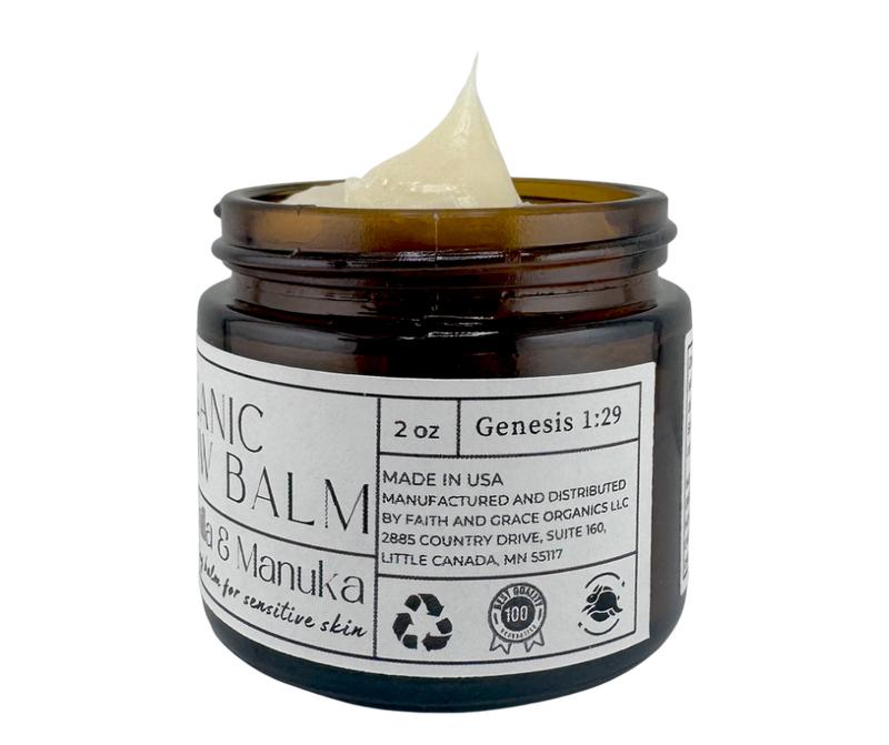 Organic Tallow balm, Vanilla and Manuka Honey All purpose moisturizer, acne prone skin facial, Eczema prone skin, Barrier cream, 2 oz Glass Jar.