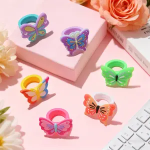Colorful Butterfly Rings PVC Soft Toy, Perfect Party Gift, Classroom Treasure Box, Birthday Present, Christmas Gift, Halloween Easter Carnival Thanksgiving, Soft PVC Material