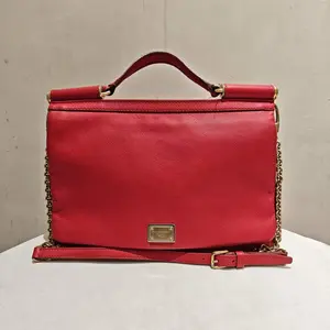 Pre-owned DOLCE & GABBANA Calfskin Shoulder Bags Red Leather Miss Sicily Bag