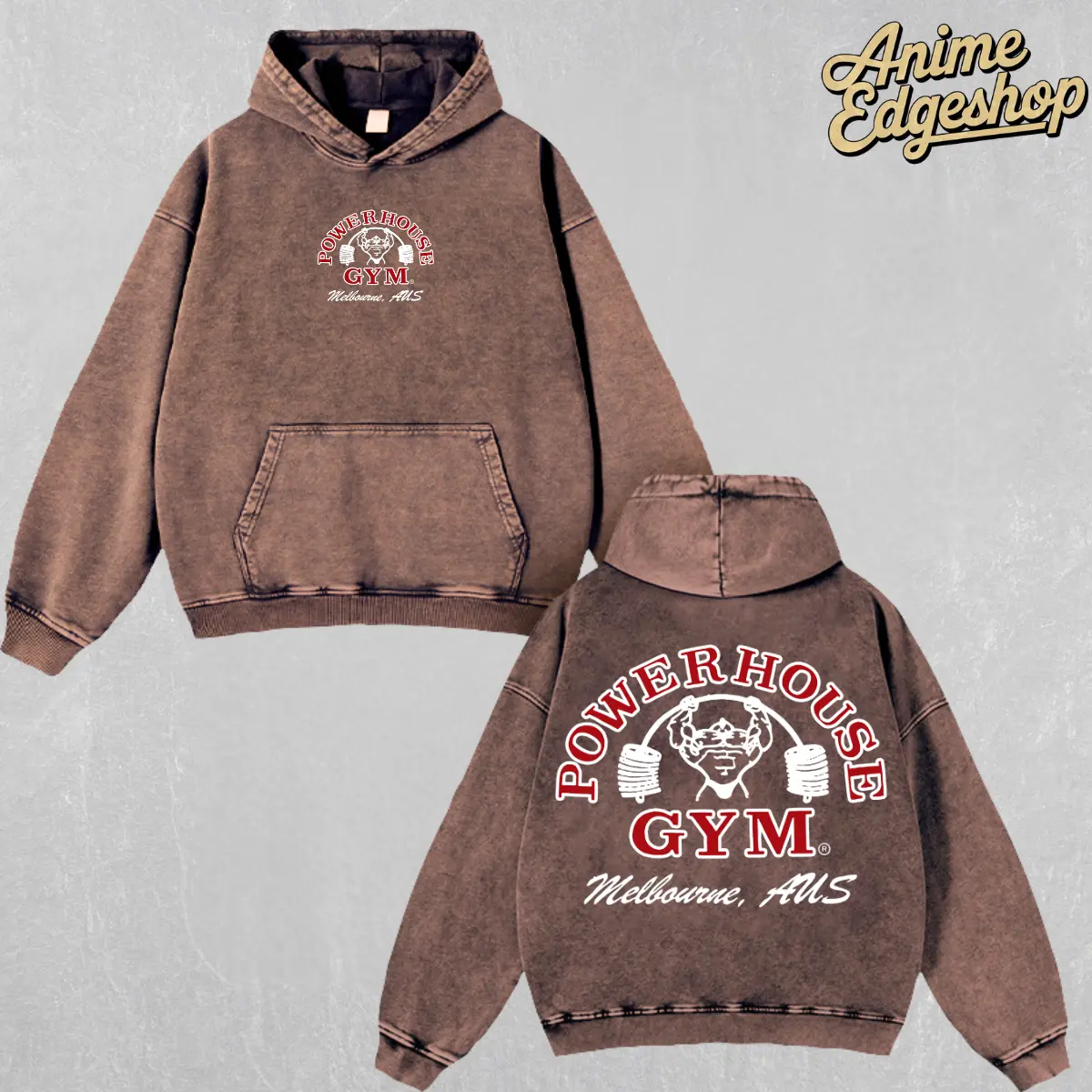 Powerhouse Gym Washed Hoodie & T-Shirt | Heavyweight Vintage