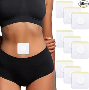 50Pcs Castor Oil Patches in Belly Button, Highly Absorbent Self-Adhesive Castor Wrap Organic Cotton, No Wash, Easy to Use, Anti-Seepage(Oil Not Included)