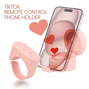 Wireless Remote Control for TikTok, Scrolling Ring for TikTok,Page Turner for Kindle App,Remote Control Scroller,for iPhone,iPad, iOS, Android,Pink,Black Stabilizer Camera Smartphone Charging Automatic