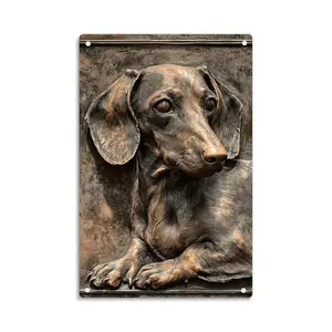 Vintage Dachshund Dog Metal Sign | Wiener Dog Wall Art | Dog Lover Gift | Aesthetic Rustic Home Decor | 8x12 Inches