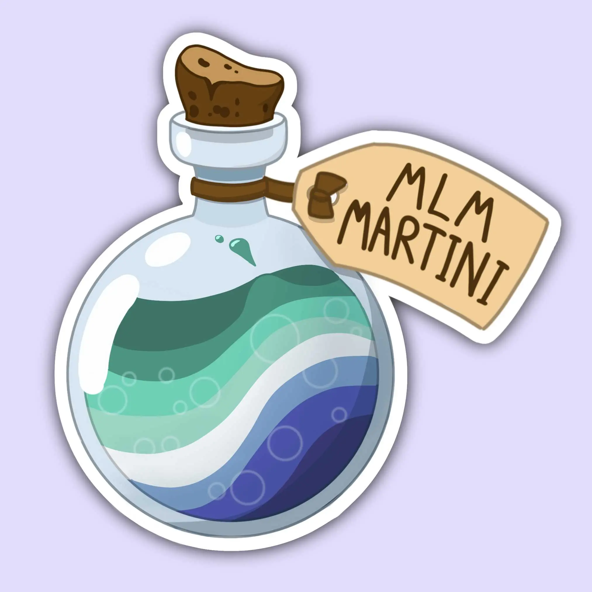 MLM Martini Pride Potions Sticker - Matte 3x3 Die Cut Design for Laptops Water Bottles Cars High-Quality Materials Custom Backing Card Included