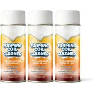 Foaming AC Coil Cleaner - For A/C and Refrigeration Units - No Rinse Formula, Cleans and Deodorizes, Condenser Coils (18oz) (3 Pack)
