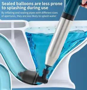 Toilet Plunger Kit, High Pressure, Stainless Steel with Real-Time Barometer, Air Drain Blaster Heavy Duty Plunger for Toilet, Bathroom, Kitchen Sink, Floor Drain Clogged, Home Supplies, Must Have Tool