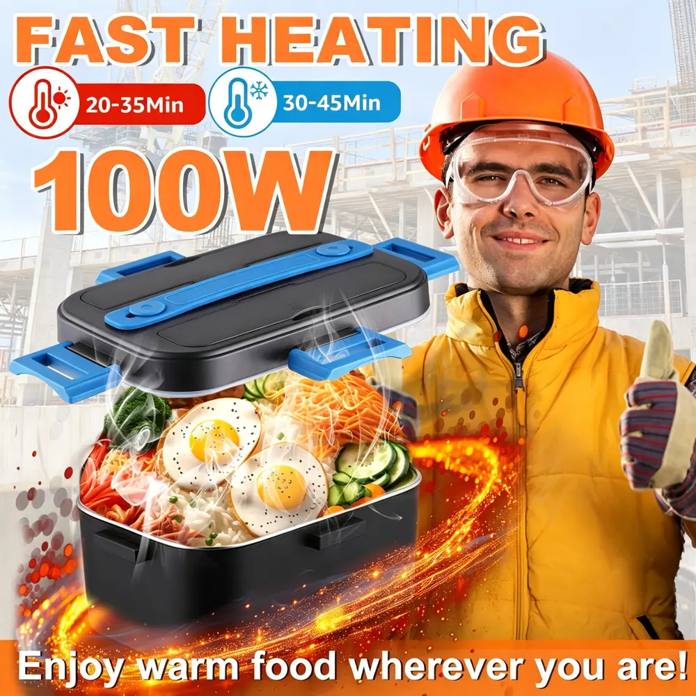 Portable Electric Thermal Lunch Box Warmer - Stainless Steel Leak-Proof Personal Heat Up Lunch Box with Fork, Car Interior Use, Multi-Color Options, Indicator Light Heating Reminder Portable Electric Thermal Lunch Box Warmer - Stainless Steel Leak-Proof Personal Heat Up Lunch Box with Fork, Car Interior Use, Multi-Color Options, Indicator Light Heating Reminder
