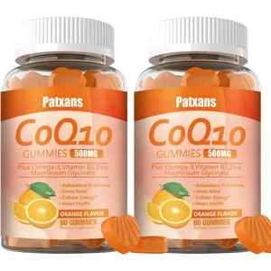 2 Packs 500MG CoQ10 Supplement Gummies, Omega-3, Magnesium, Vitamin B3, Zinc, Ultra High Absorption Provides Healthy Support for Heart, Cell Energy＆ Antioxidants, Vegan, Non-GMO, 120Cts