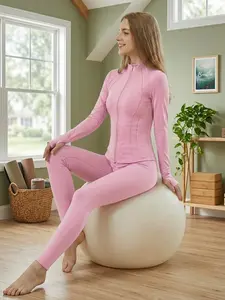 【Golden Zipper】 Golden Zipper Jacket with Pockets, Soft Brushed Women's Sporty Jacket, Minimalist Women's Tracksuit with Spandex Power Fit for Workout & Yoga, Thumbholes Design, Casual Wear for Women,  Airlayer Fabric & High Elasticity - 6 Color Options