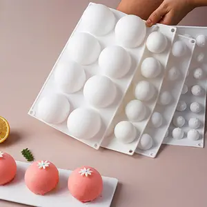 1pc 3D Ball Shape Silicone Mold For Baking Non-Stick Easy Release White Sphere Baking Mold For Mousse Cake Fondant Sugarcraft Dessert Pastry Tools