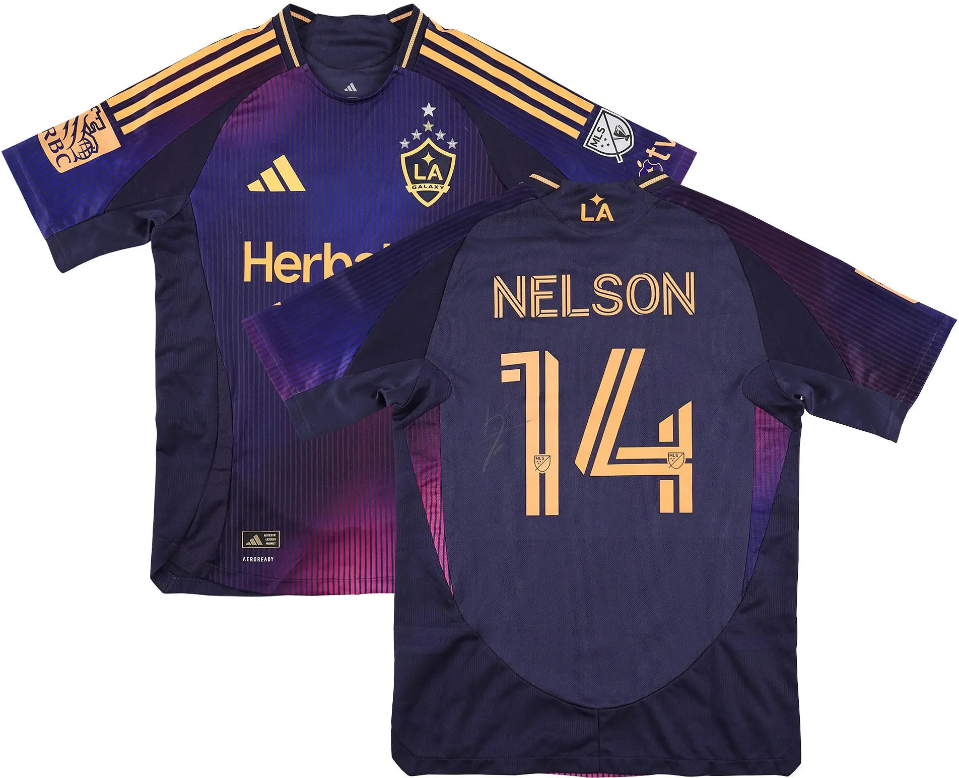 John Nelson LA Galaxy Autographed Match-Used #14 Purple Jersey from the 2025 MLS Season - Size M - Fanatics Authentic Certified - MLB Memorabilia