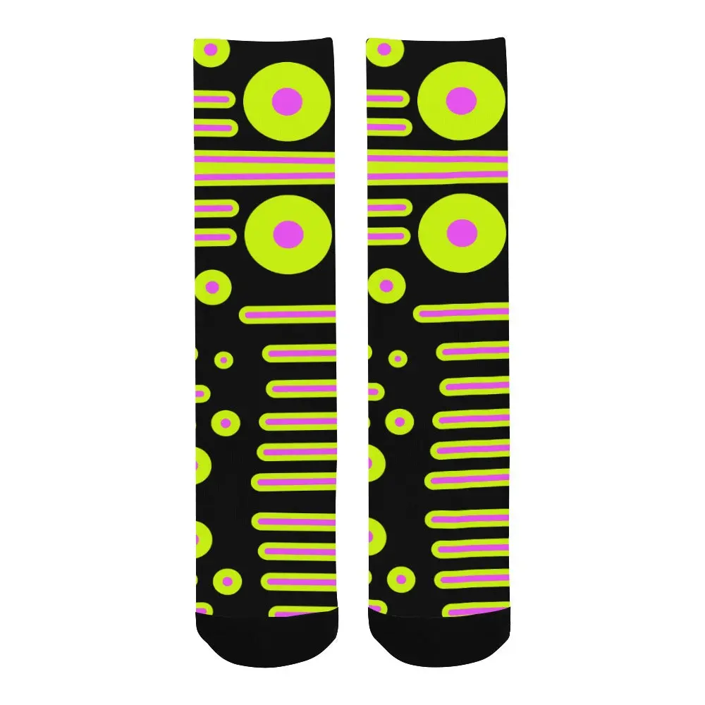 Men's Abstract Geometric Sports Socks - Personalized Print, Handmade Soft Polyester, Custom Original Artwork by ArtistDione, Menswear, Artistic, Cold Wash, Polyester Clothing, Softness, Personalized Design, Onesize, Male
