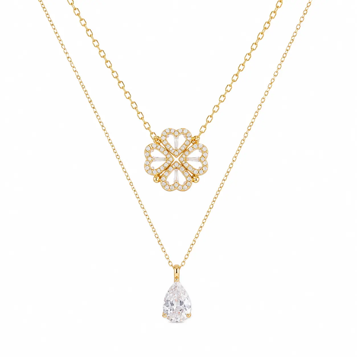 18K Gold Plated Heart - Water Drop Necklaces for women- Trendy Necklaces with zirconia- Hypoallergenic Jewelry Gifts