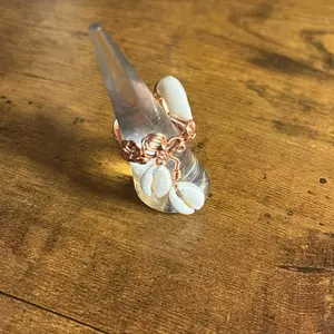 KraveKawaii “Goddess Currents” – Handcrafted Copper Ring with Cowrie Shells  Size 4 Left Hand Pinky Ring