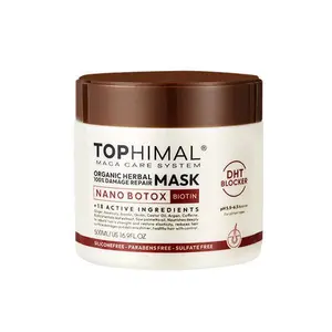 Tophimal Organic Herbal Hair Mask Nano Botox + Biotin Cream 100% Damage Repair Deep Hair Treatment for Dry Weak Brittle Hair