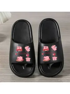 [ Product]A Pair of Romantic Pig Print Slippers, Suitable for Both Men And Women, Featuring Thick Cushioned Soles, Lightweight And Soft Open-Toe Design, Perfect for Showers, And Ideal for Indoor And Outdoor Use As Beach Shoes, Casual Style