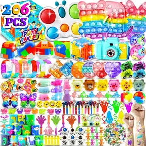 206pcs Fidget Toys Gifts Box Pop Keychain It Surprise Bubble Fidget Anti Stress Toy for Kids for Children Adults