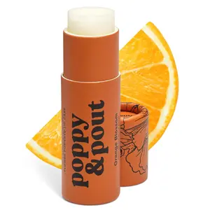 Poppy & Pout Orange Blossom Lip Balm Natural Moisturizing Lip Care for Soft Smooth Lips Oil Vanilla Hydrating Moisturizer