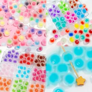 Tara-P46-Mix Colors Matte Frosted Round Beads with Colorful Inner Core 5pcs per Bag