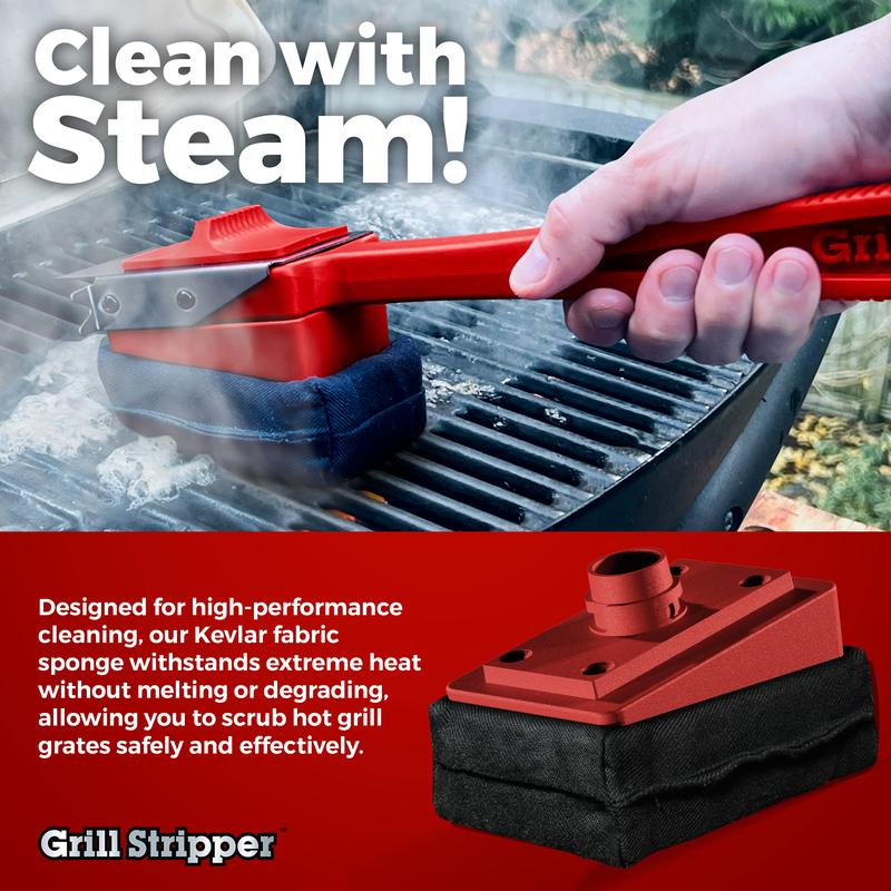 Grill Stripper BBQ Bristle Free Grill Brush with V-Scraper & Twist-Lock Mechanism for Deep Clean Grill Grates