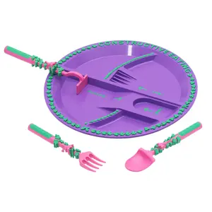 Constructive Eating Utensil Set with 3 Garden Fairy Utensils and Plate  - Made in USA - Kitchenware - Kitchen Utensils
