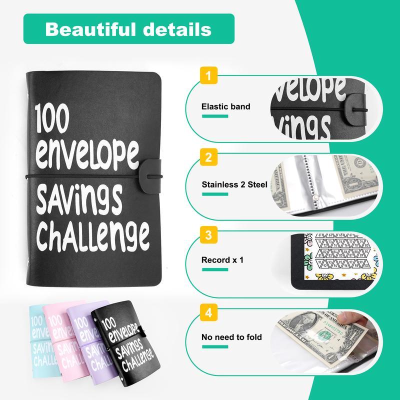 100 Envelope Saving Challenged Binder, Budget Binder, Saving Challenge Book, Saving Challenge Notebook, Money Organizer, Budget Planner Book for Budgeting,Birthday Gifts Income Tracker