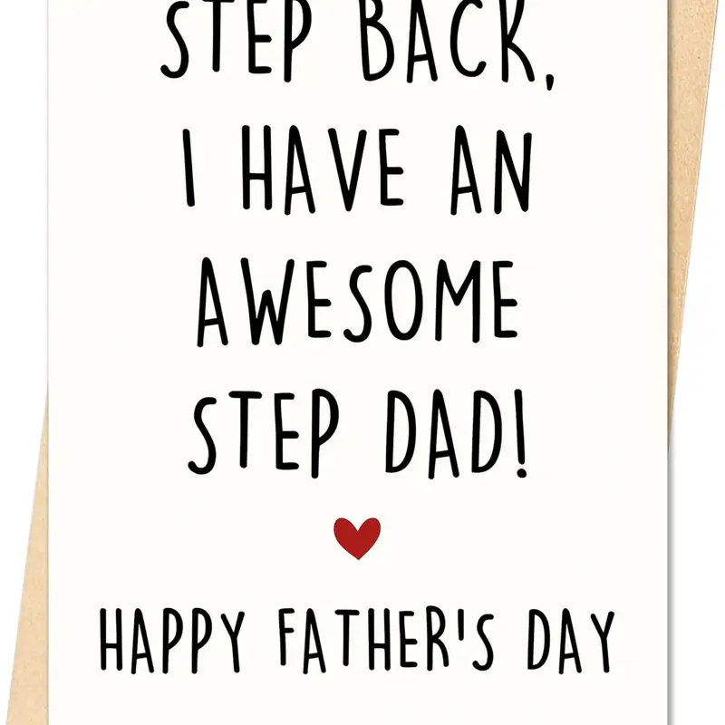 Father's Day Appreciation Greeting Card for Stepdad - 300gsm Luxury Eco Linen Recycled Paper Card, 7x5 in Half Blank, Office Stationery Supply with Envelope