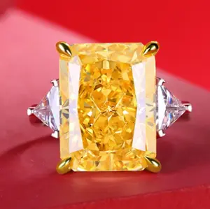 [vvjewelry] vv1728 Ice cut  12*16 High carbon Diamond  S925 Silver Creative Trend Duchess Ring