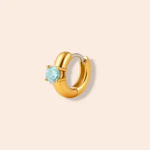 Single Gemstone Huggie Hoop Earring