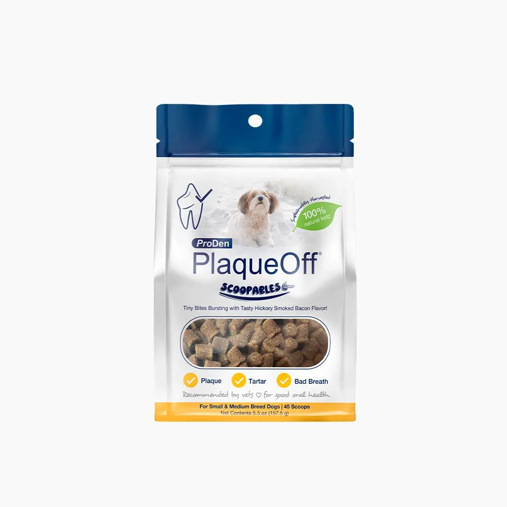 ProDen PlaqueOff - Scoopables for Dogs packed with tasty hickory smoked bacon flavor.