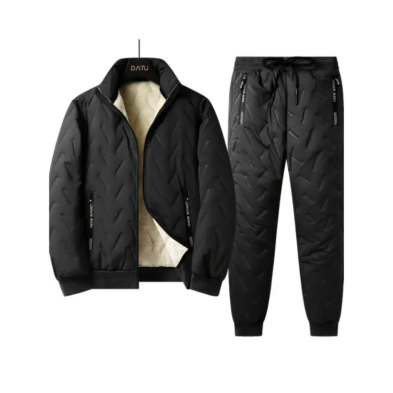[Thickened Jacket] Men's Winter Casual Lash Sets | 100% Polyester | Non-Stretch Fabric, Stand Collar with Pockets, Thickened | Loose Fit for Daily & Outdoor Activities | Men's Winter | Casual