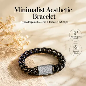 Men's Black Stainless Steel Cuban Link Bracelet - 14mm Heavy Chain with Silver A-Z Initial Clasp, Gothic Punk Hip Hop Style Personalized Statement Gift for Him, Bracelet for Boyfriend