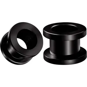 Pair of 316L Surgical Steel Black Anodized Screw-fit Piercing Jewelry Ear Stretching Lobe Plugs flesh Tunnel Earring